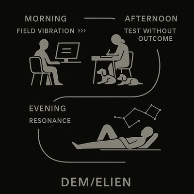 Daily Rituals – visual loop of a layered creative cycle with DEM/ELIEN presence