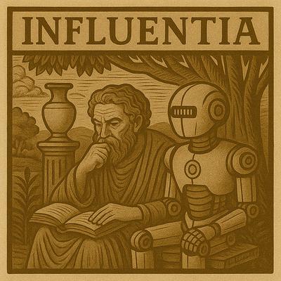 Influentia – philosopher and robot, one arm guiding both minds